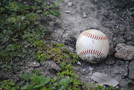 white baseball ball on gray soil thumbnail