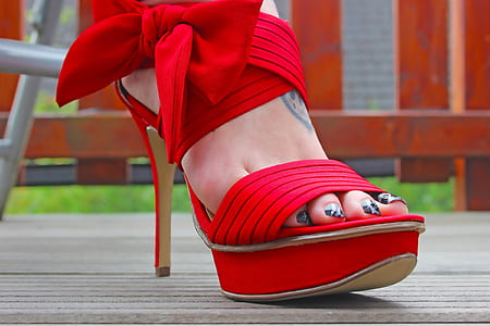 women's red leather open-toe platform ankle strap sandals thumbnail