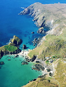 aerial view of island covered with water thumbnail