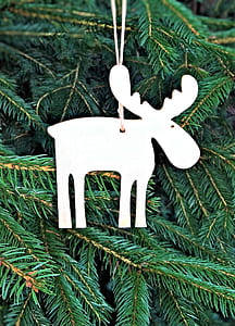 white moose Christmas hanging decor thumbnail