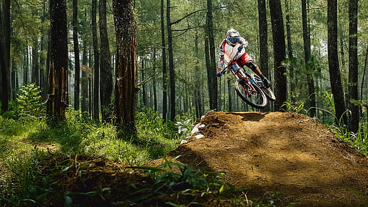 mountain biker jumping over obstacle thumbnail