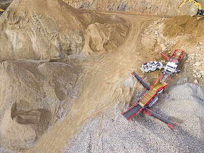 top view photo of red and gray truck thumbnail
