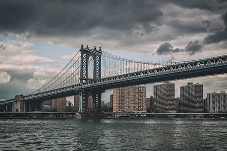 Wide-angle shot of the Manhattan Bridge in New York City, image captured with a Canon 5D thumbnail