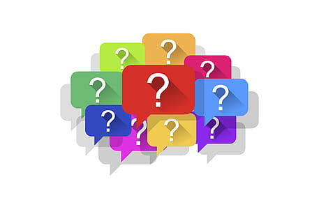 Interrogation Marks Inside Speech Bubbles - White Background thumbnail