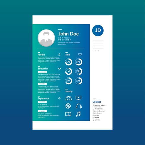 Graphic Designer Resume Template Vector eps, svg, ai file
