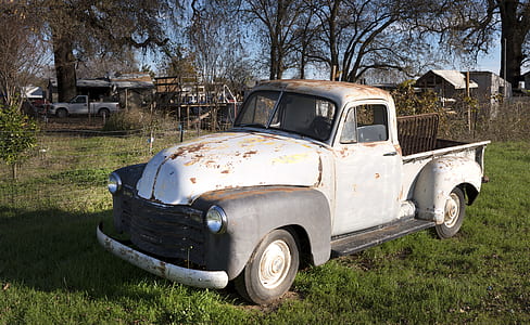 classic white single cab pickup truck on green grass lawn during daytime thumbnail