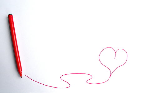 red heart line art using red pen thumbnail