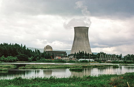 Reflection of Humboldt Bay Nuclear Power Plant on pond in Eureka, California thumbnail