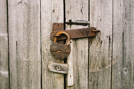 lock padlock on gray door thumbnail