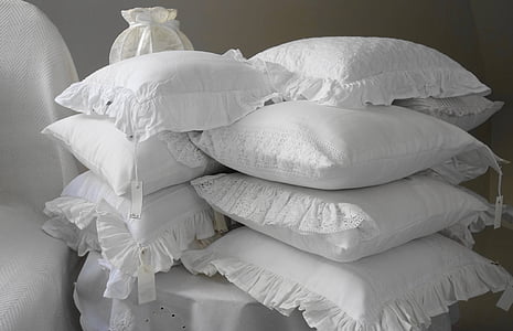 rectangular white floral pillow lot thumbnail