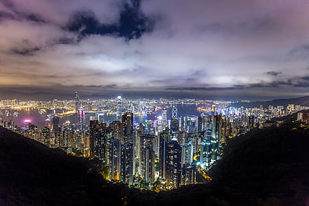 aerial photography of cityscape at nighttime thumbnail