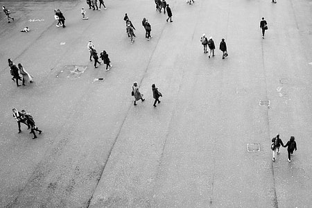 aerial photography of people walking on street thumbnail