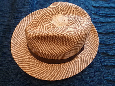 brown chevron panama hat thumbnail