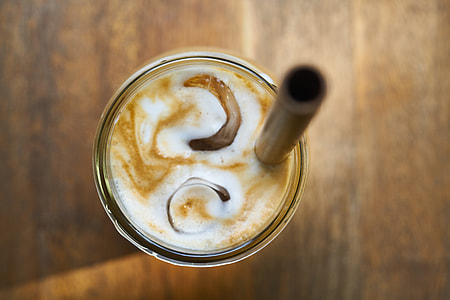 flat lay photography of iced coffee latte thumbnail