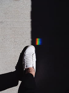 person wearing white low-top shoe thumbnail