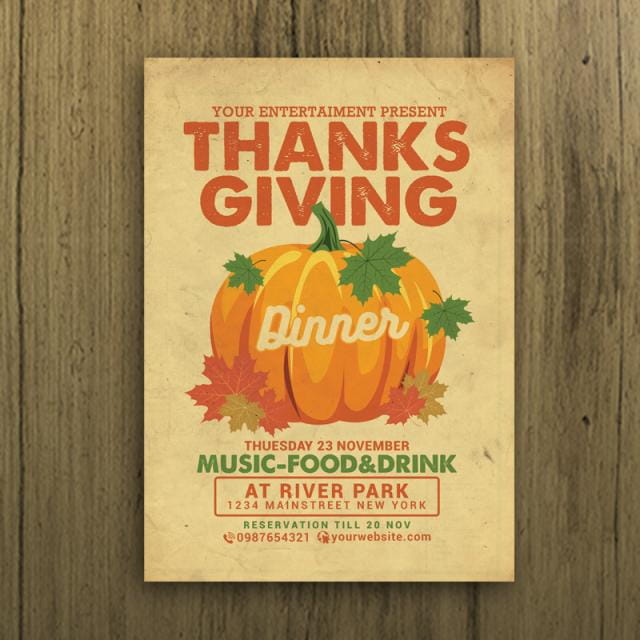 thanksgiving dinner poster psd file