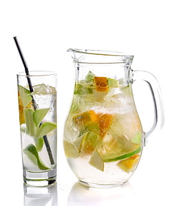 clear glass pitcher and glass cup filled with sliced fruits thumbnail