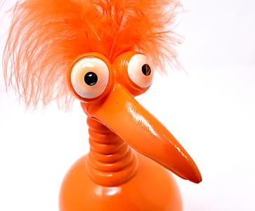 close-up of orange bird toy thumbnail