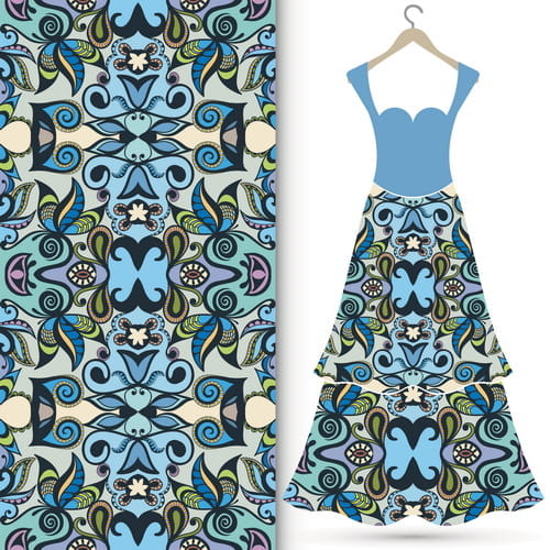 Fashion seamless fabric texture with women dress vectors 05 eps file