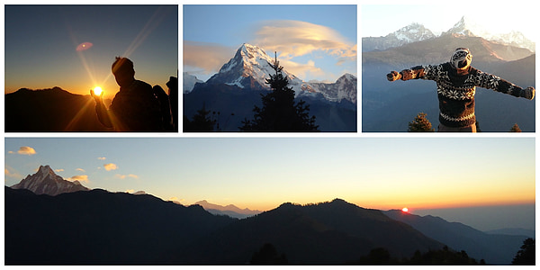 person standing on mountain's peak photo collage thumbnail