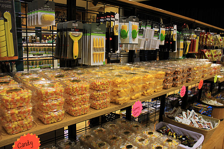 Rows of candy corn for sale in Mitchell, South Dakota thumbnail