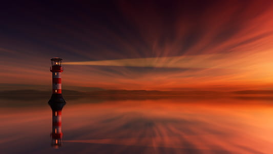 view of lighthouse during sunset thumbnail