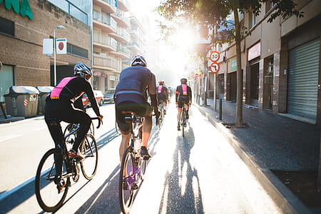 Bicycle race on a city road thumbnail