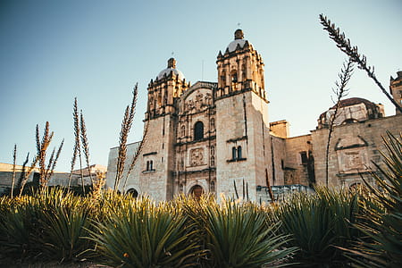 Corner view of the Church and former monastery of Santo Domingo de Guzman in Oaxaca, Mexico in sunlight thumbnail