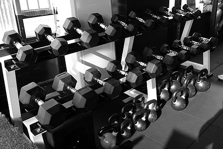 greyscale photo of gym equipment thumbnail