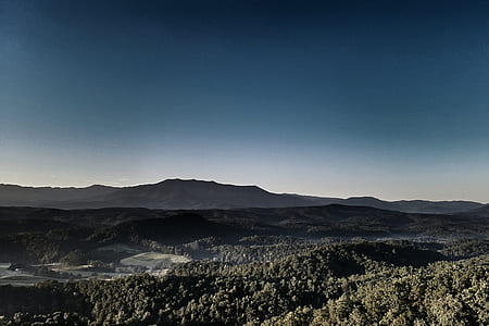 landscape photography of tree-covered mountains thumbnail