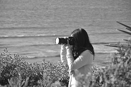 sea, black-and-white, person, beach thumbnail