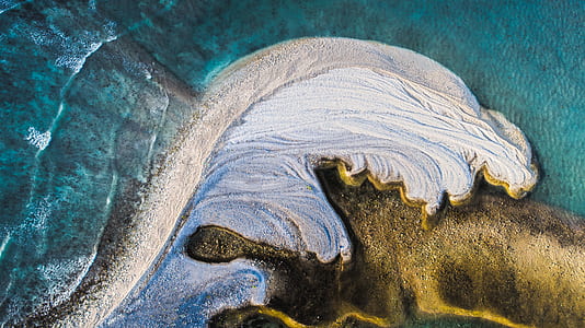 white sand beach with big waves artwork thumbnail
