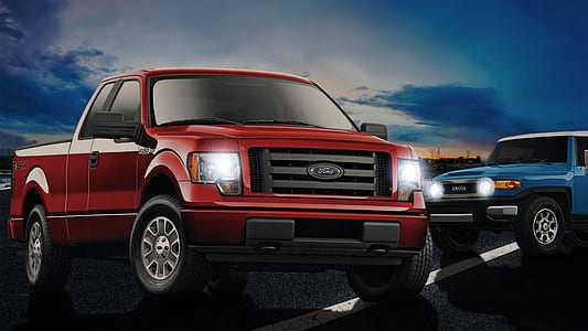 red Ford extended cab truck thumbnail