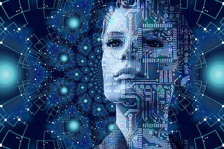 digital wallpaper illustration of female portrait circuit thumbnail