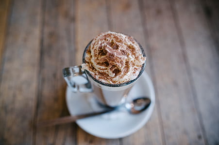 clear glass cup with cappuccino thumbnail