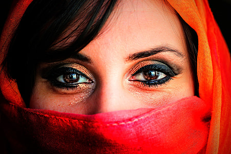 woman wearing red veil thumbnail