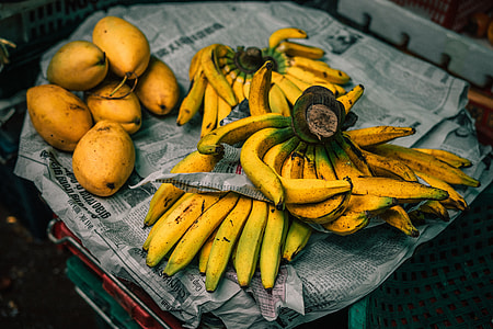 yellow banana and yellow mango fruits thumbnail