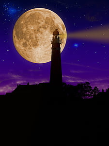 lighthouse during nightime thumbnail
