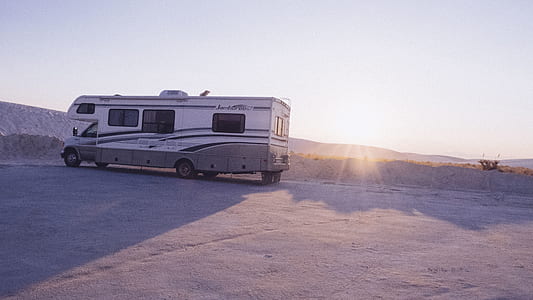 white type-C trailer on road thumbnail