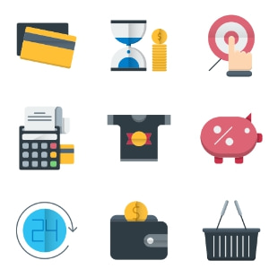 Shopping and retail svg vector icon sets