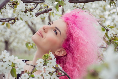 woman under tree with flowers thumbnail