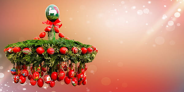 round green and red Christmas decor thumbnail