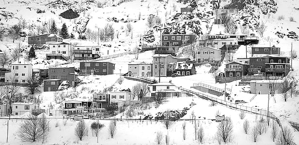 Village on Mountain Covered With Snows thumbnail