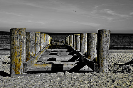 grayscale photo of boat dock thumbnail