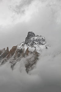 mountain range with snow and cloudy sky thumbnail