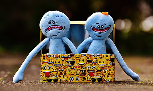 two blue plush toys with box thumbnail