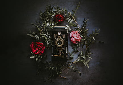 gold decor with red petaled flowers thumbnail