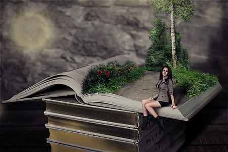 edited photo of girl sitting on a book thumbnail