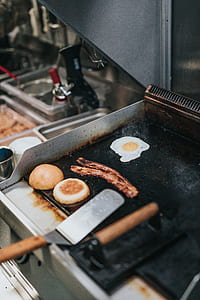 fried egg, sausage, and buns thumbnail