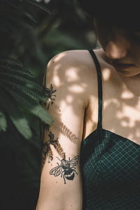 arm, bee, tattoo, woman thumbnail